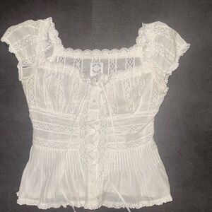 With Jean White Lace Boho Blouse